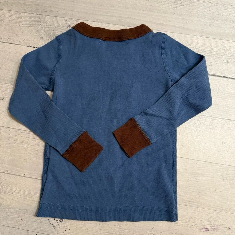 Hanna Andersson kids long John pajamas winter‎ tiger brown blue stripes 90/3